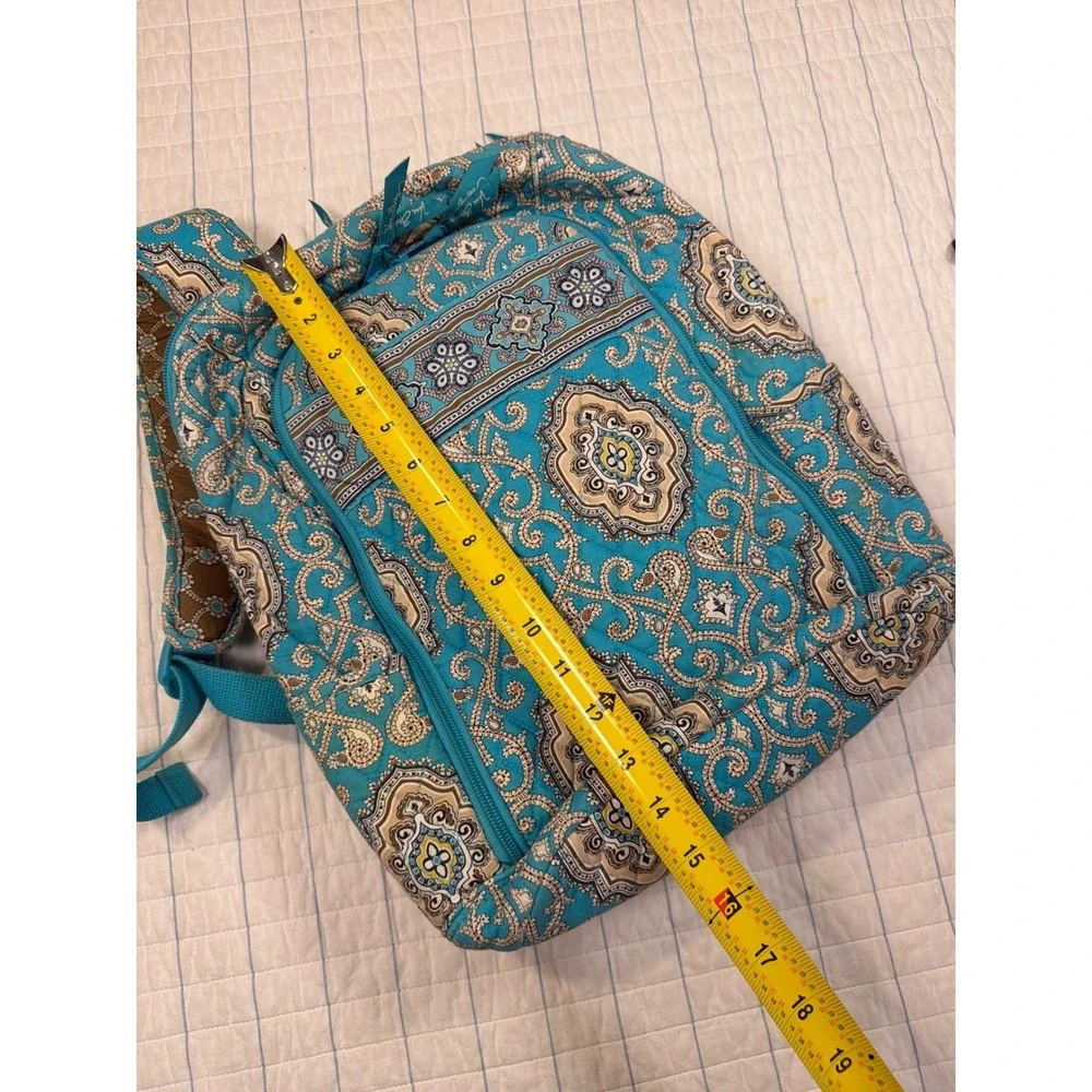 Vera Bradley Quilted Cotton Backpack & Matching Wristlet Blue Turquoise‎ Paisley